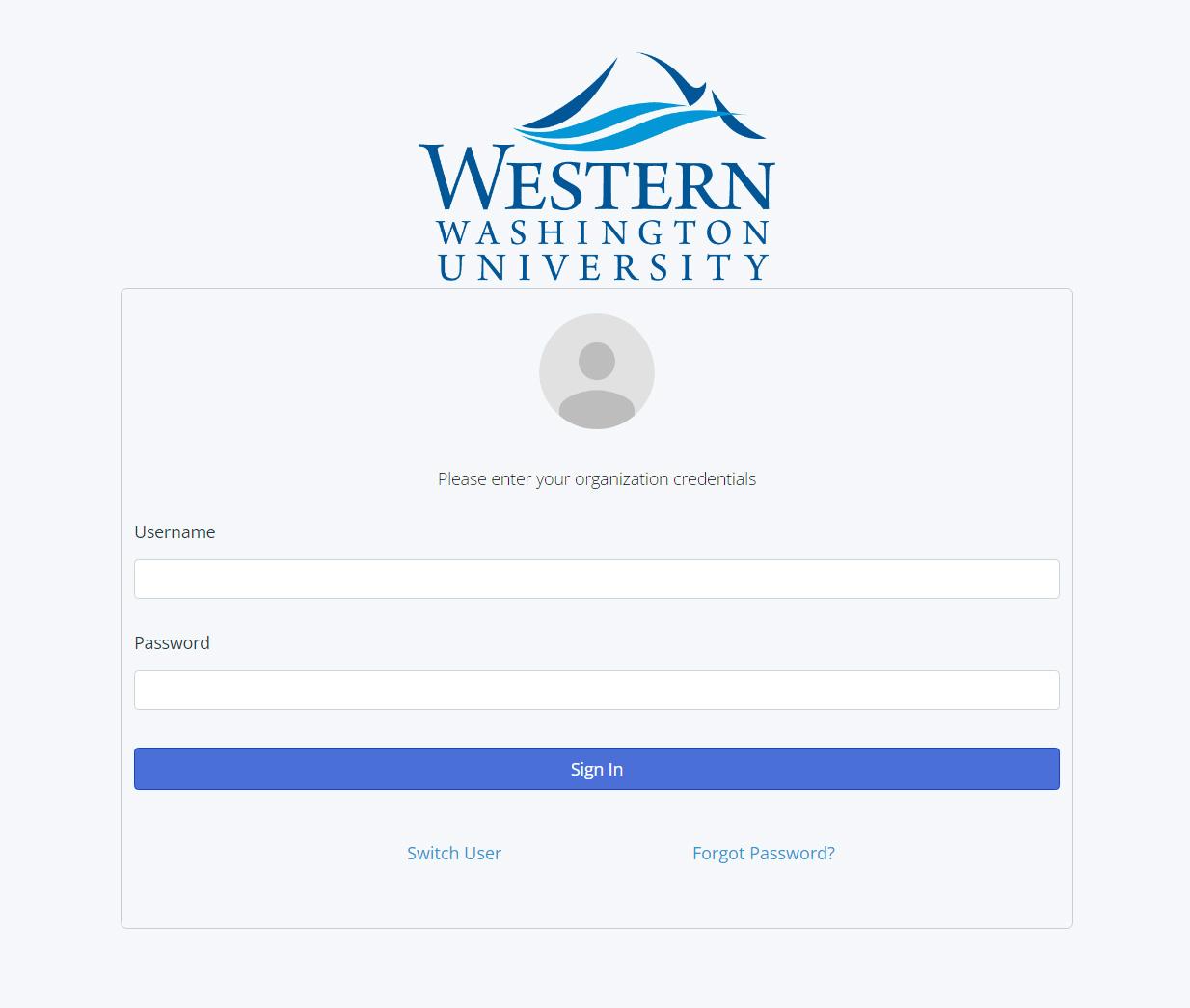 Registration screen requesting user name and password